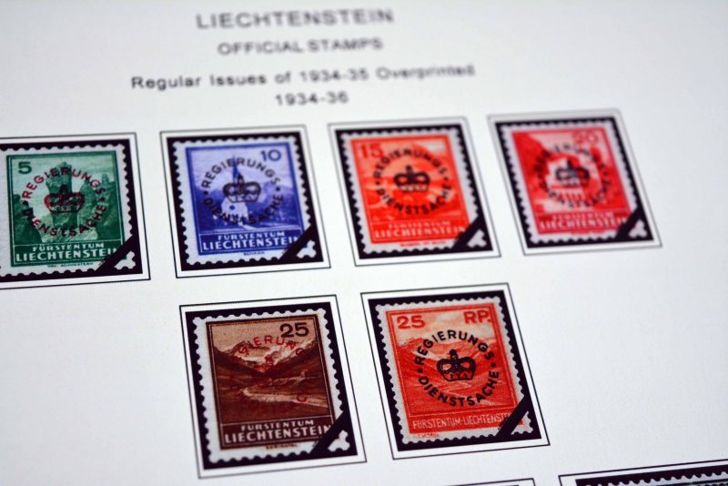 COLOR PRINTED LIECHTENSTEIN 1912-2010 STAMP ALBUM PAGES (166 illustrated pages)