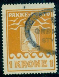 GREENLAND #Q8a (P11) 1kr, used w/oval Greenland cancel, F/VF, Scott $55.00