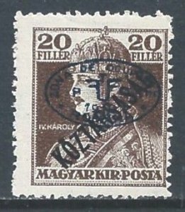 Hungary #2N42 MH 20f Charles IV Issue Ovptd. In Black & Koztarsasag