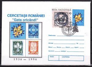 Romania, AUG/96 issue. Scout Cachet & Cancel with Label. Postal Envolope.