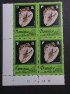 ​DOMINICA-1976 SC#514 LOVELY SEA SHELL- MNH IMPRINT PLATE BLOCK VERY FINE