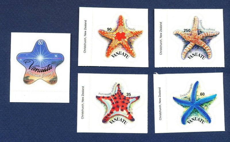 VANUATU - Scott 849-852 ,& 863  - FVF MNH - Starfish, star fish, Christmas- 2004