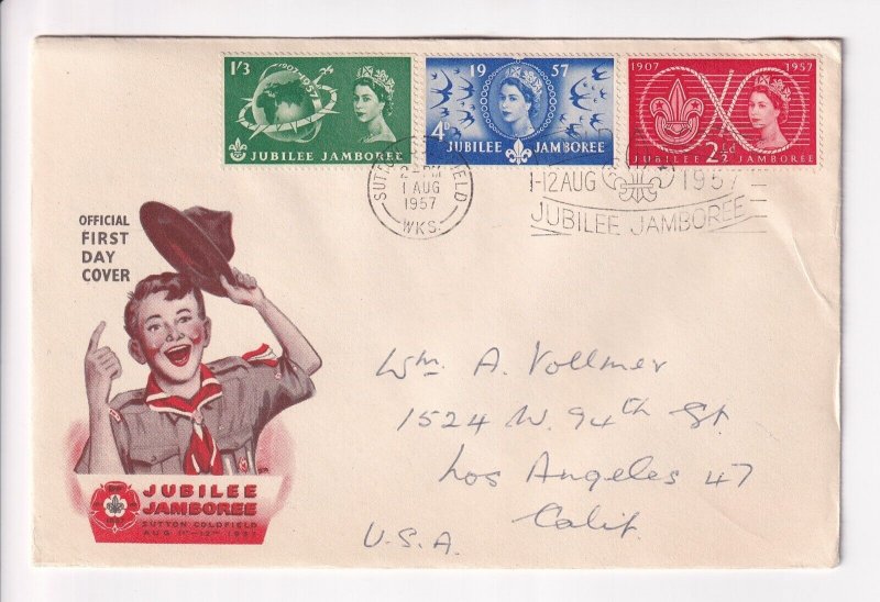 Great Britain 1957 Boy Scout Jubilee Jamboree FDC (F31401)