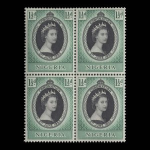 Nigeria 1953 (MNH) 1½d Coronation block ✔️