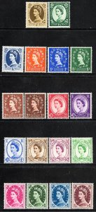 Great Britain Stamps # 317-33 MLH VF Elizabeth II Some NH Scott Value $177.00