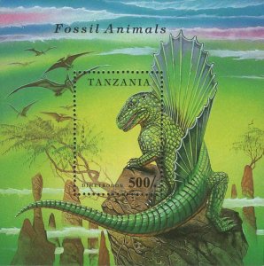 Tanzania Fossil Animals Prehistoric Souvenir Sheet MNH