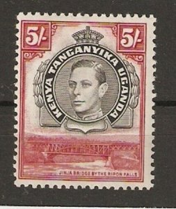 KENYA, UGANDA & TANGANYIKA SG148 1938 5/= BLACK & CARMINE p13¼ MTD MINT (s)