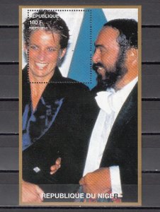 Niger, 1997 Cinderella issue. Diana & Singer Pavarotti s/sheet.