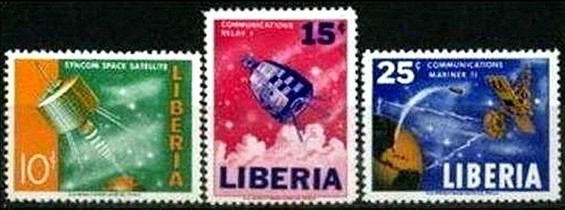 LIBERIA - 1964 - SPACE - SATELLITE - SYNCOM - RELAY - MARINER - 3 MINT MNH SET!