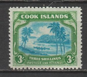 COOK ISLANDS 1944 PICTORIAL CANOE 3/- WMK MULTI STAR NZ