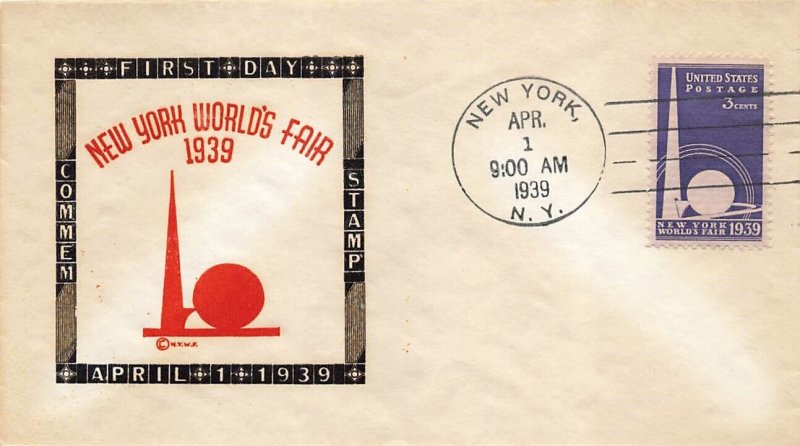853 3c NY WORLD'S FAIR - Rare M. Sanders #115 CV$125