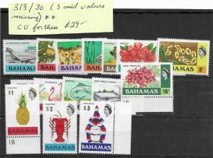 Bahamas #313-330 3 mid values Missing MNH - Stamp Set - CAT VALUE $29.00