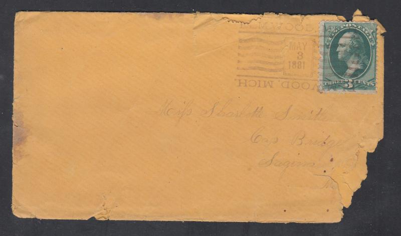 US 1881 Elmwood MI Cover. Only known example of this postmark.