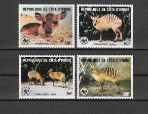 IVORY COAST 1985 WWF SG 867/70 MNH Cat £21