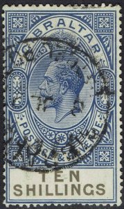 GIBRALTAR 1925 KGV 10/- USED