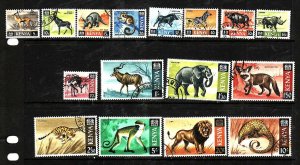 Kenya-Sc#20-35- id2-used set-definitives-Animals-1966-9-