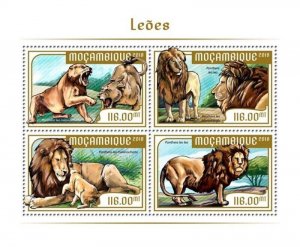 Mozambique - 2018 Lions, Cape, Barbary - 4 Stamp Sheet - MOZ18215a2