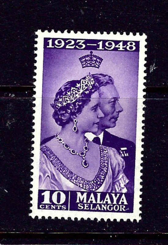 Malaya-Selangor 74 MNH 1948 KGVI Silver Wedding Low Value