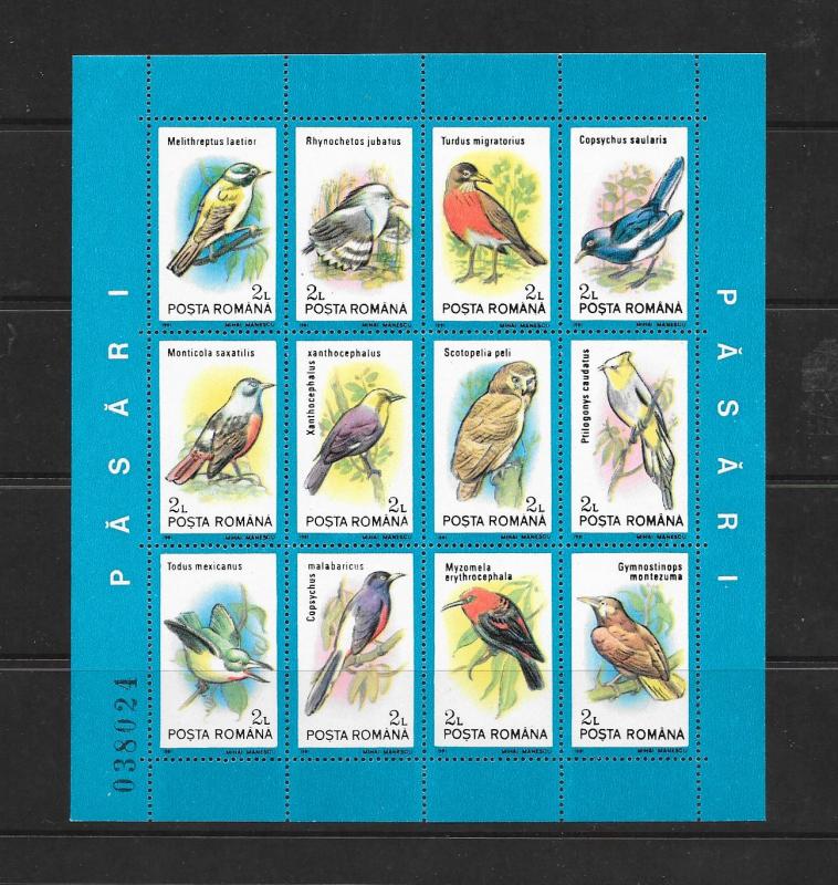 BIRDS - ROMANIA #3691-2 SHEETLETS  MNH