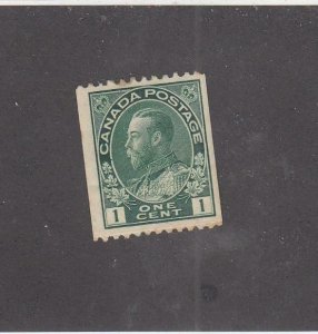 CANADA (MK6704) # 131  VF-MH 1cts  KGV ADMIRAL PASTE UP SINGLE / GREEN CV $15