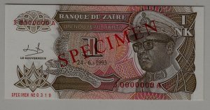 Zaire P-47 unc. banknote/ Specimen