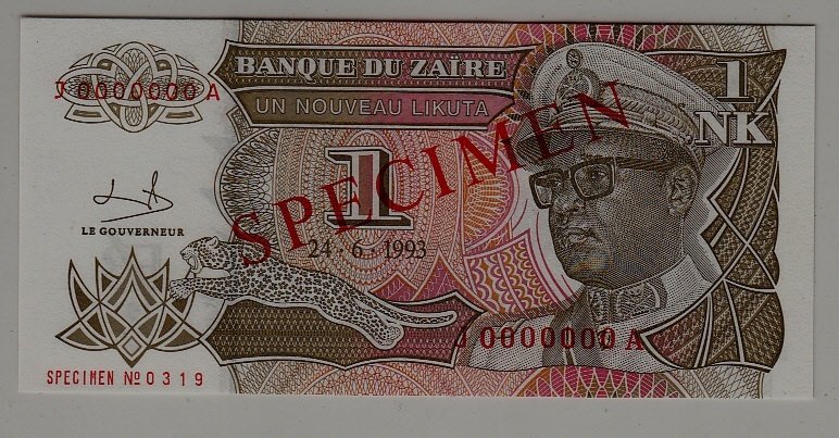 Zaire P-47 unc. banknote/ Specimen