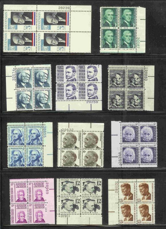 SC# 1275-1287 Plate Blocks of 4   mvfnhog 1965