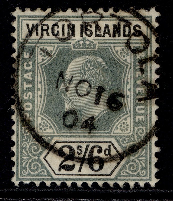 BRITISH VIRGIN ISLANDS EDVII SG61, 2s 6d green/black, VERY FINE USED CDS Cat £55