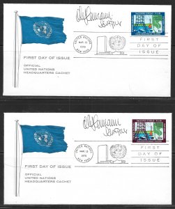 United Nations NY 205-6 Mekong Delta Headquarters Cachet FDC Signed by Designer