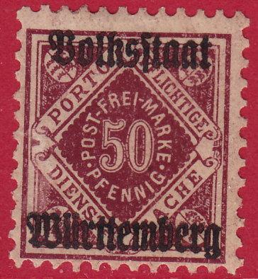 German State Wuerttemberg - 1919 - Scott #O52 - mint - Overprint