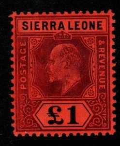 SIERRA LEONE SG111 1911 £1 PURPLE & BLACK ON RED MTD MINT