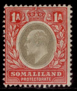 SOMALILAND PROTECTORATE EDVII SG46a, 1a grey-black & red, M MINT. Cat £25.