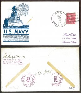 U.S.A. Postal History - USS Harry E. Hubbard Navy (1951) Cover