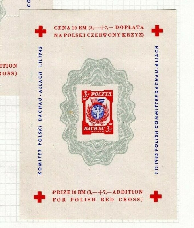 POLAND (WW2) Red Cross DACHAU Concentration Camp Miniature Sheets{2} MM EP650