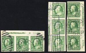 383, Used 1¢ Three PL# Strips of Three * Stuart Katz