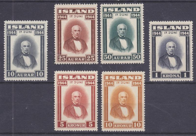 Iceland Sc 240-245 MNH. 1944 Founding of the Republic, cplt set, F-VF.