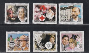 Central Africa # 643-648, 649, Events & Personalities, Mint NH, 1/2 Cat.