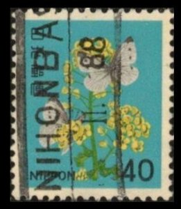 JAPAN 1980,  40y  #1080 FINE USED,  FLOWERS AND BUTTERFLIES