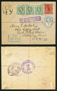 Cayman Is 1913 1d Stationary uprated with 3 x 1/2d and 2d RARE Ex Maisel