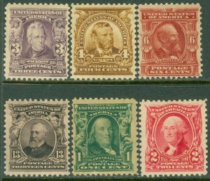 EDW1949SELL : USA 1902-03 Scott #300-04, 305, 308 F-VF, Mint OG. Sound. Cat $237 