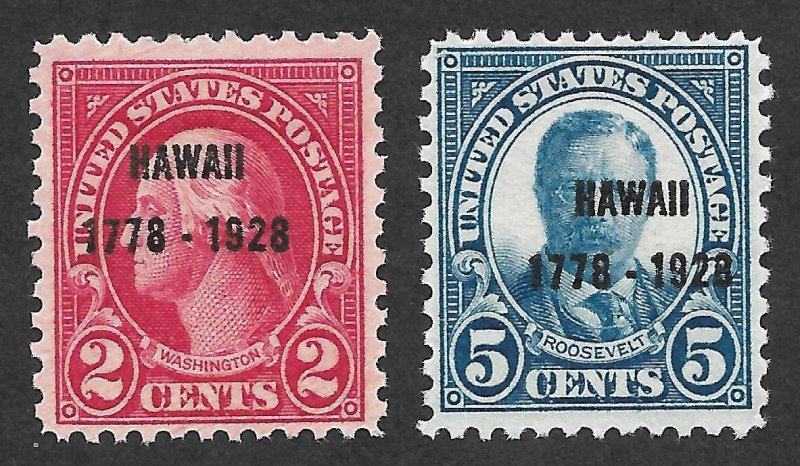 Doyle's_Stamps: 1928 Hawaiian Overprint Issues/Set: Scott #647** &  #648**