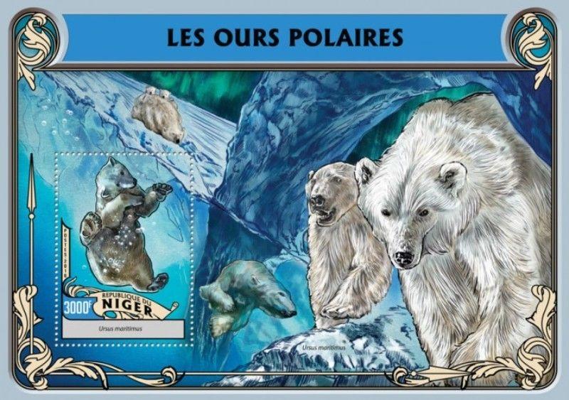 Niger - 2016 Polar Bears on Stamps - Stamp Souvenir Sheet - NIG16313b