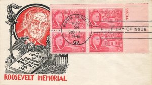 931 2c FRANKLIN D. ROOSEVELT - Staehle cachet - Plate Block of 4