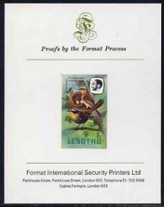 Lesotho 1982 Cape Robin Chat 6s imperf proof mounted on F...
