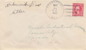 United States Nevada Franktown 1922 4c-bar  1881-1927  Pinholes at bottom.