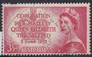 Australia - 1953 Coronation QE II m- 3 1/2d used