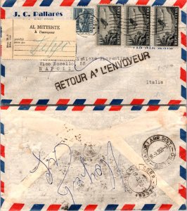 1955 Cuba to Italy with Return to Sender Auxillary + Label ( Postal History )...