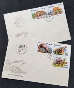 *FREE SHIP Vietnam Dinosaurs 1990 Prehistoric Animals Fauna (FDC pair)