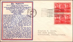 Scott 791 - 2 Cents Navy - Imperial FDC Typed Address Planty 791-14