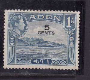 Aden-Sc#36-used 5c on 1a KGVI-id2-1951-